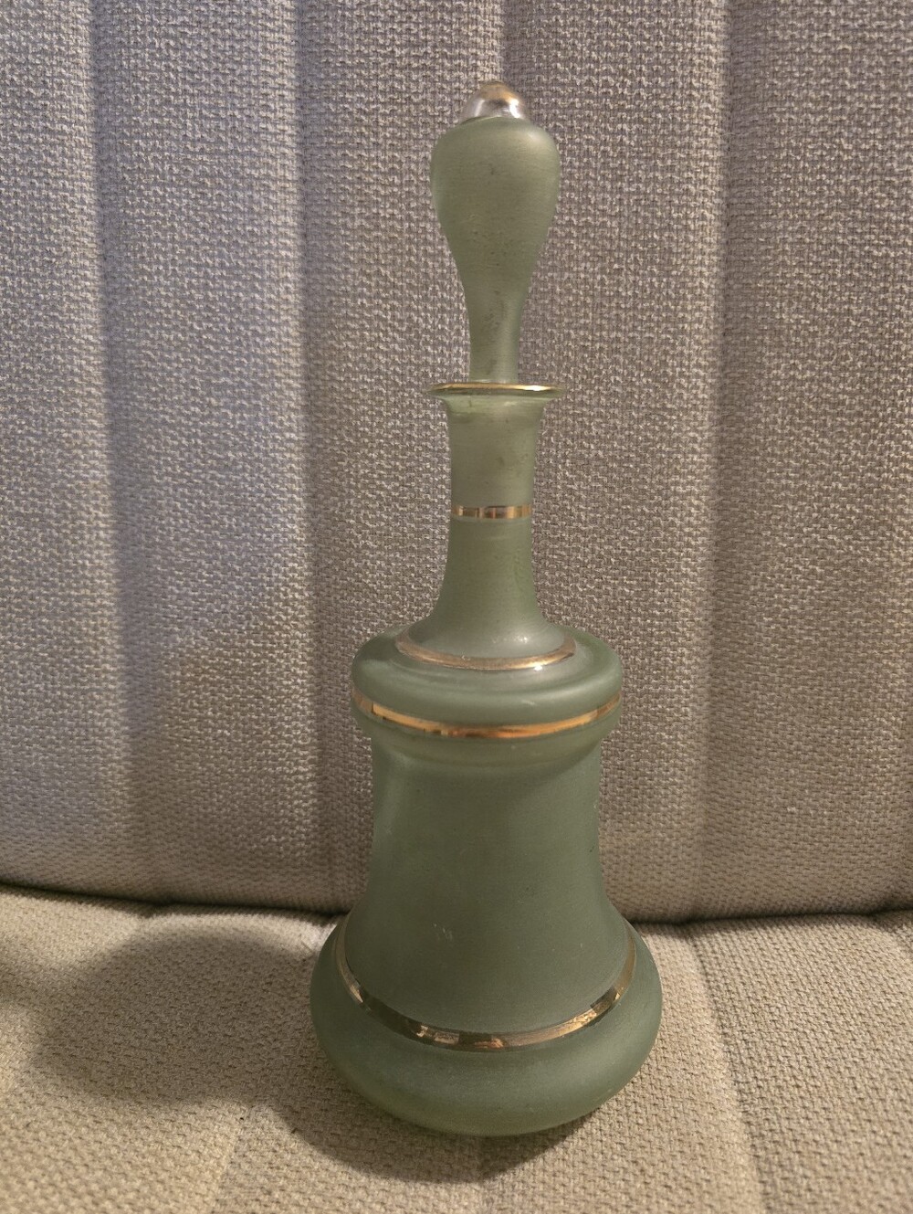 Victorian French Green Opaline Vaseline Glass Perfume Bottle w/ Stopper